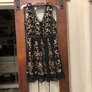 EUC Francesca's Alya Black and Nude Lace Dress